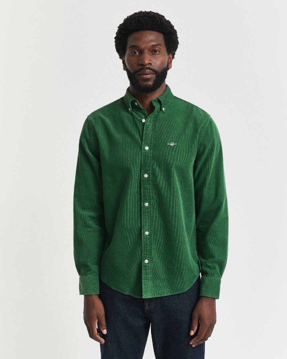 Gant Regular Fit Cotton Corduroy Shirt Grass Green