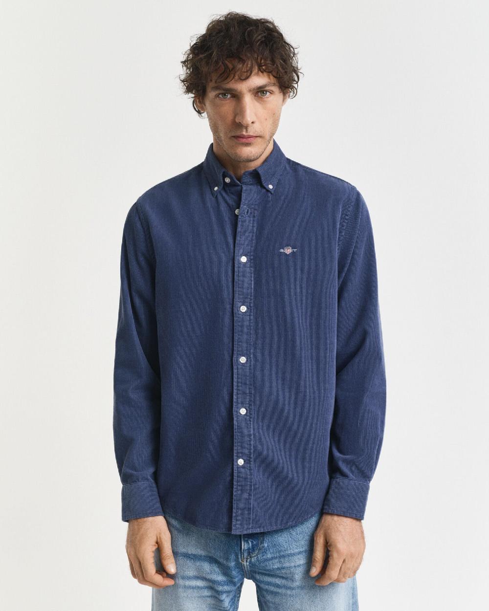 Gant Regular Fit Cotton Corduroy Shirt Naval Blue