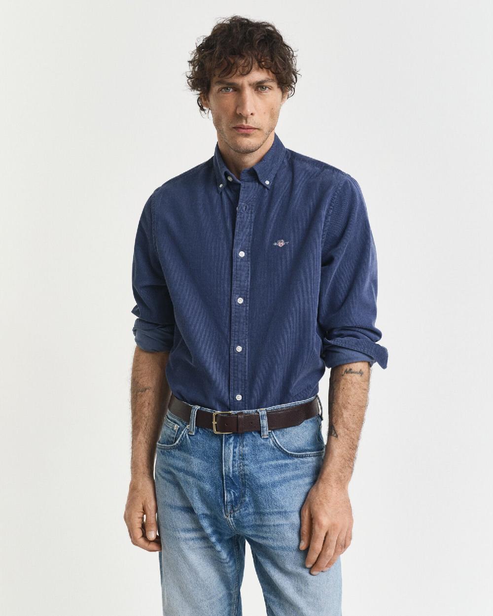 gant Regular Fit Cotton Corduroy Shirt naval blue