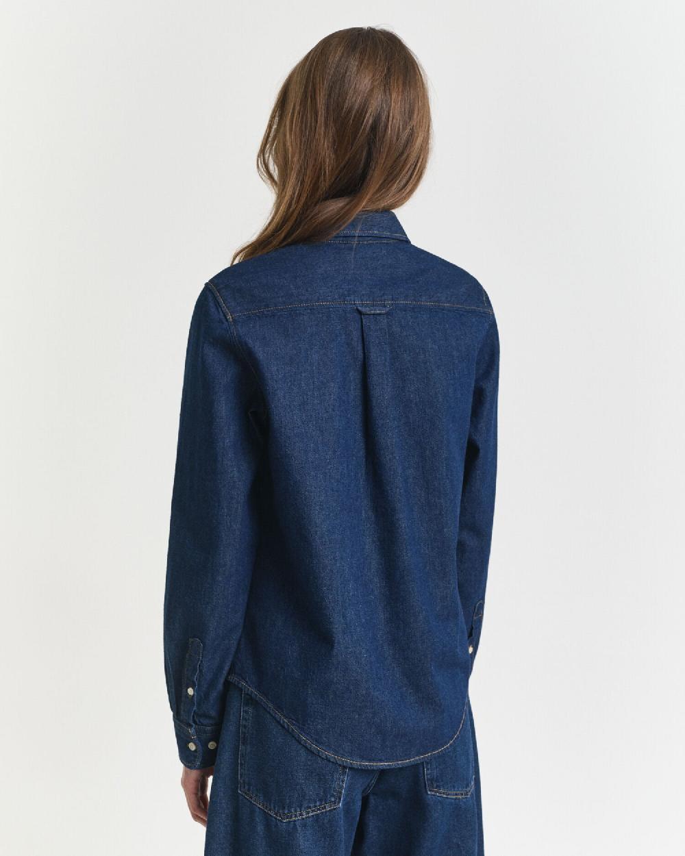 Gant Regular Fit Denim Shirt Dark Blue