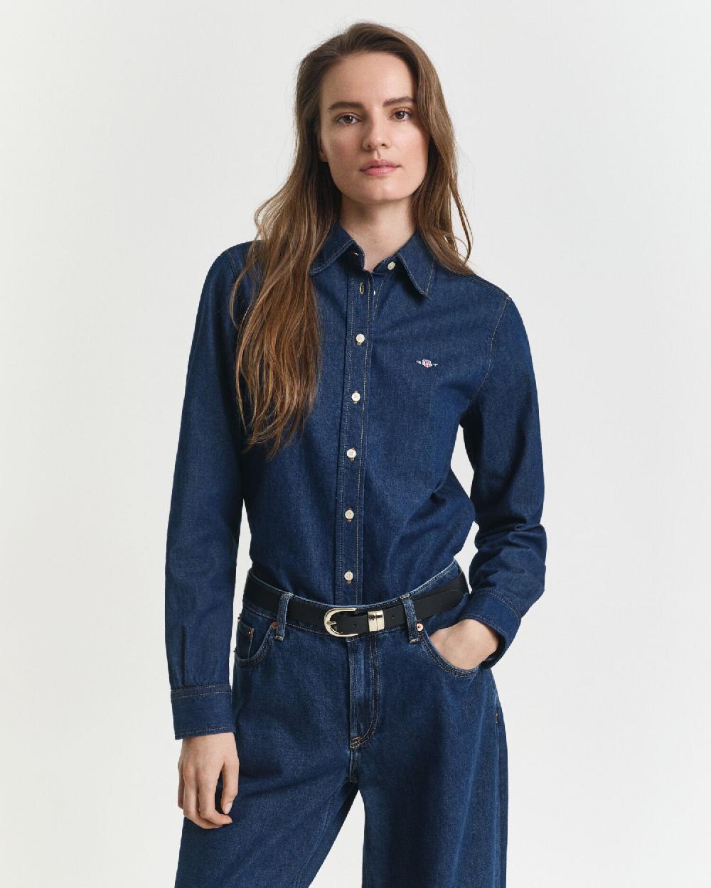 gant Regular Fit Denim Shirt dark blue