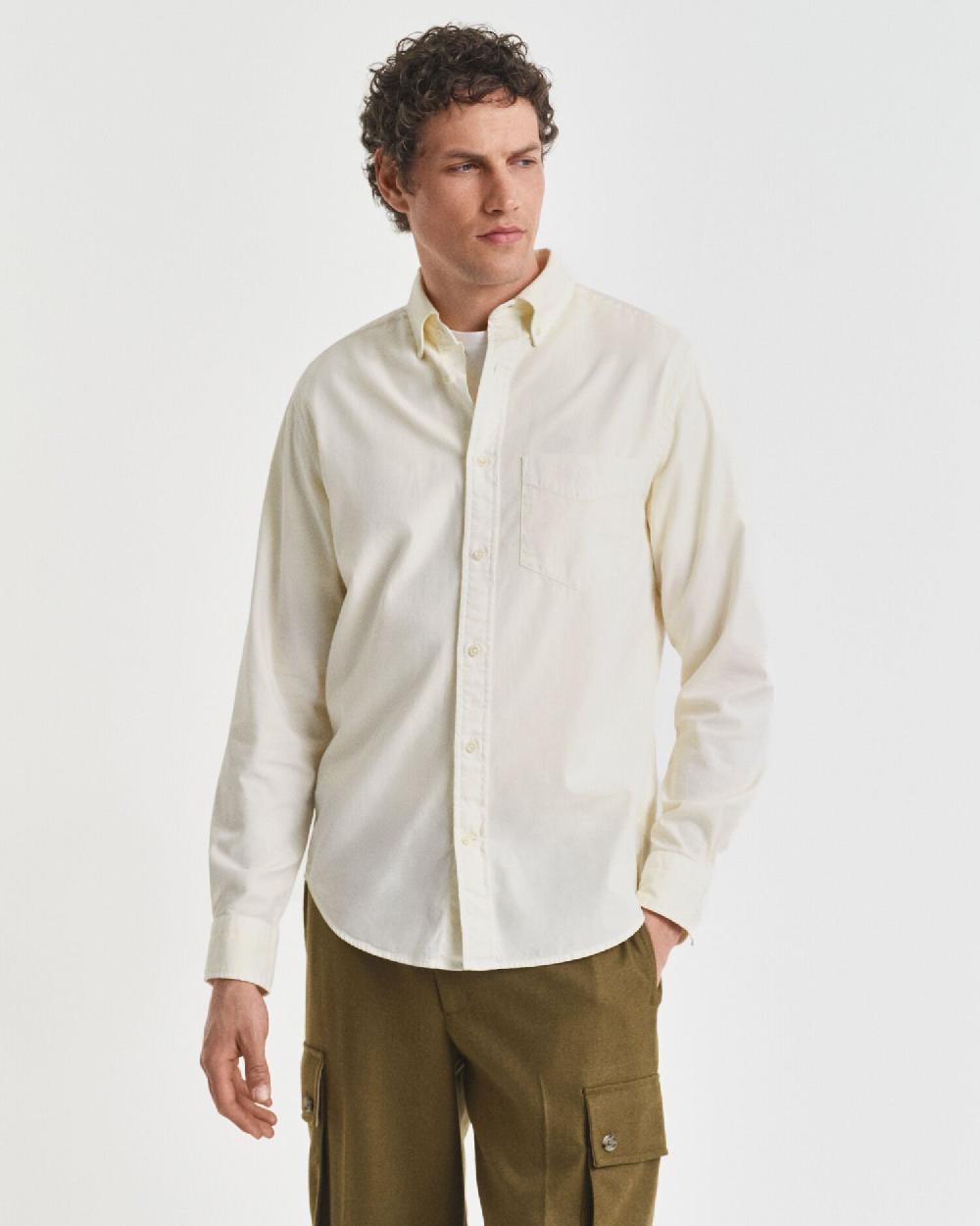 Gant Regular Fit Garment-Dyed Twill Shirt Cream