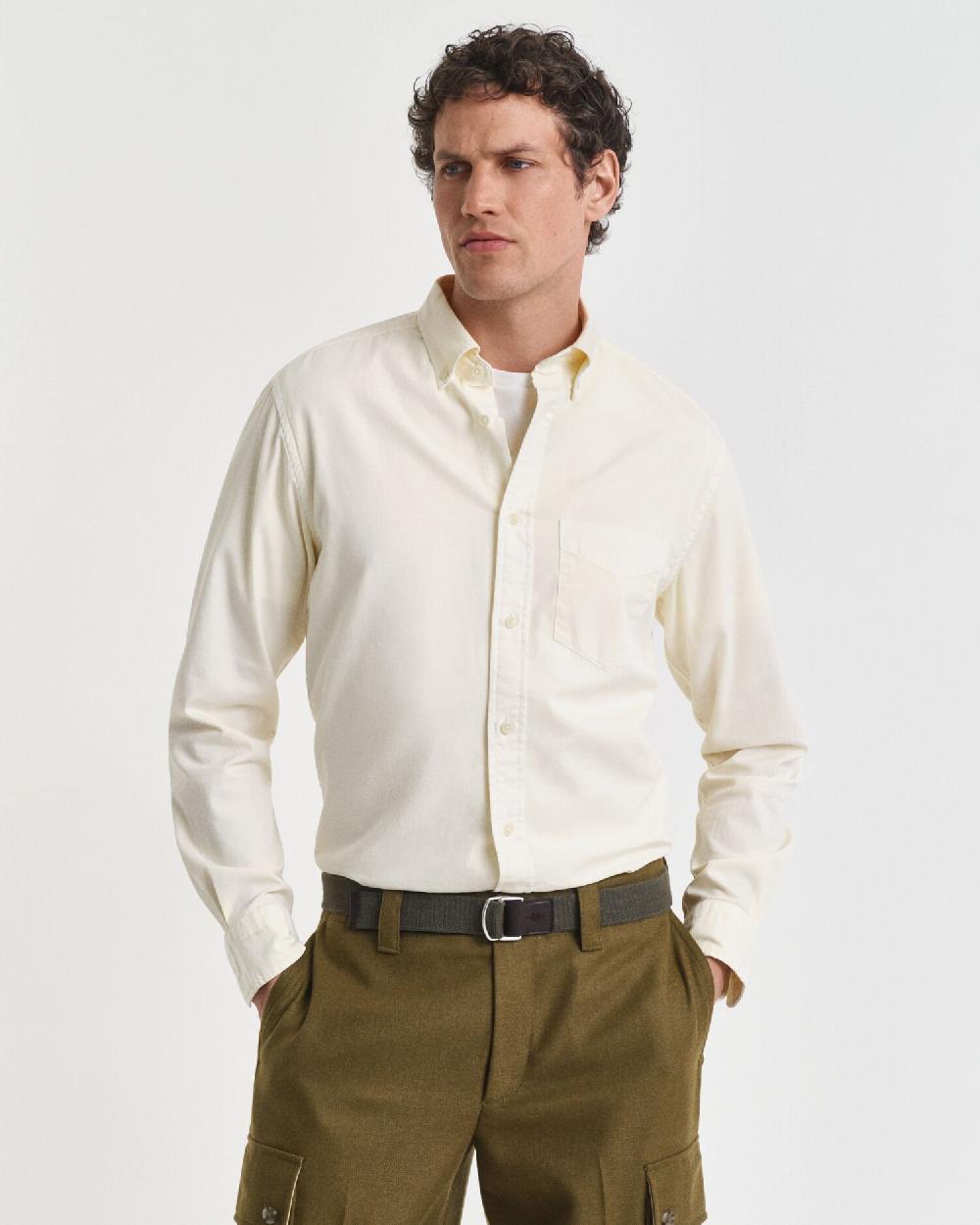 gant Regular Fit Garment-Dyed Twill Shirt cream