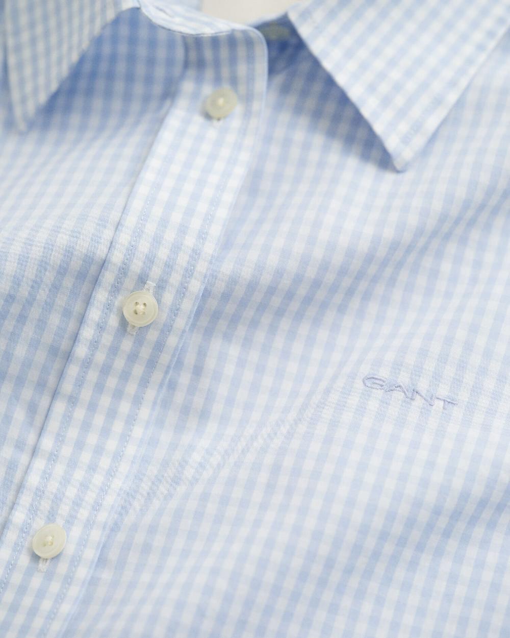 Gant Regular Fit Gingham Poplin Shirt Light Blue