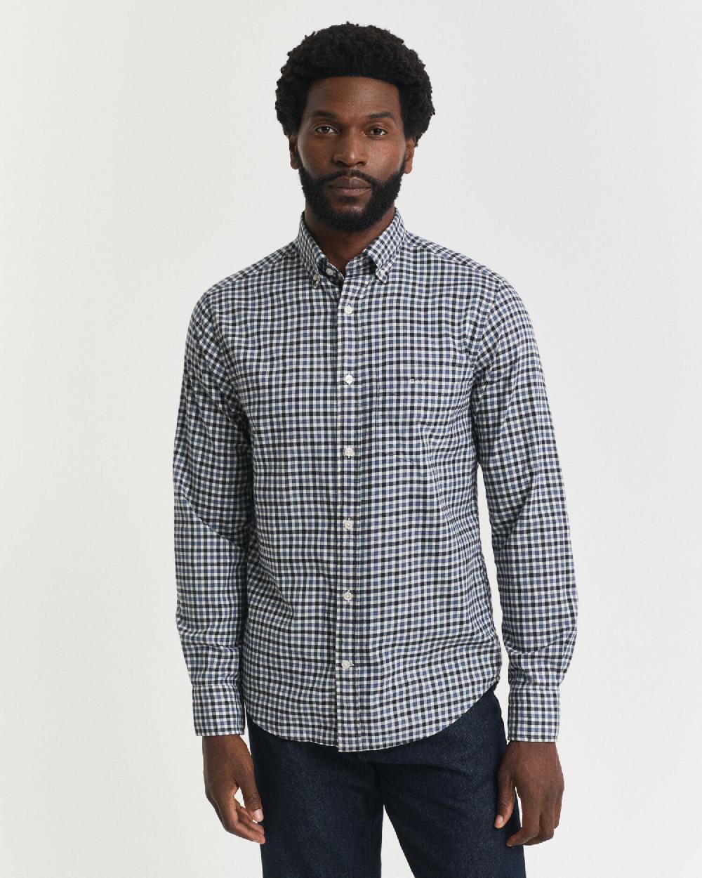 Gant Regular Fit Gingham Twill Shirt Naval Blue