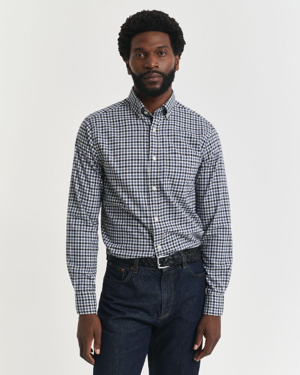 gant Regular Fit Gingham Twill Shirt naval blue