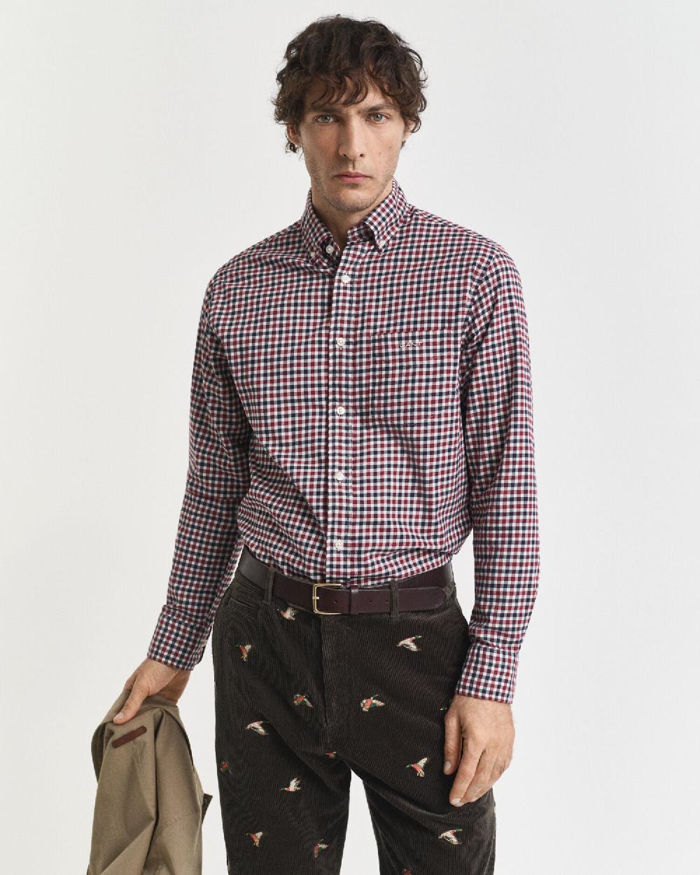 gant Regular Fit Gingham Twill Shirt plumped red
