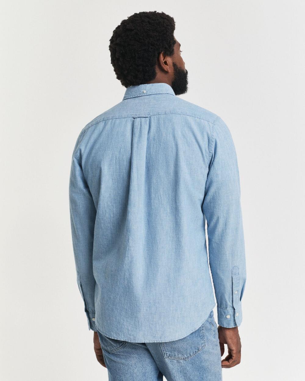 Gant Regular Fit Indigo Chambray Shirt Light Blue