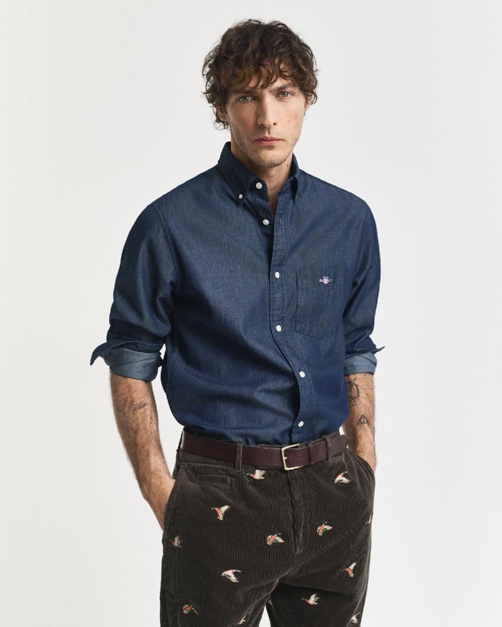 gant Regular Fit Indigo Shirt dark indigo