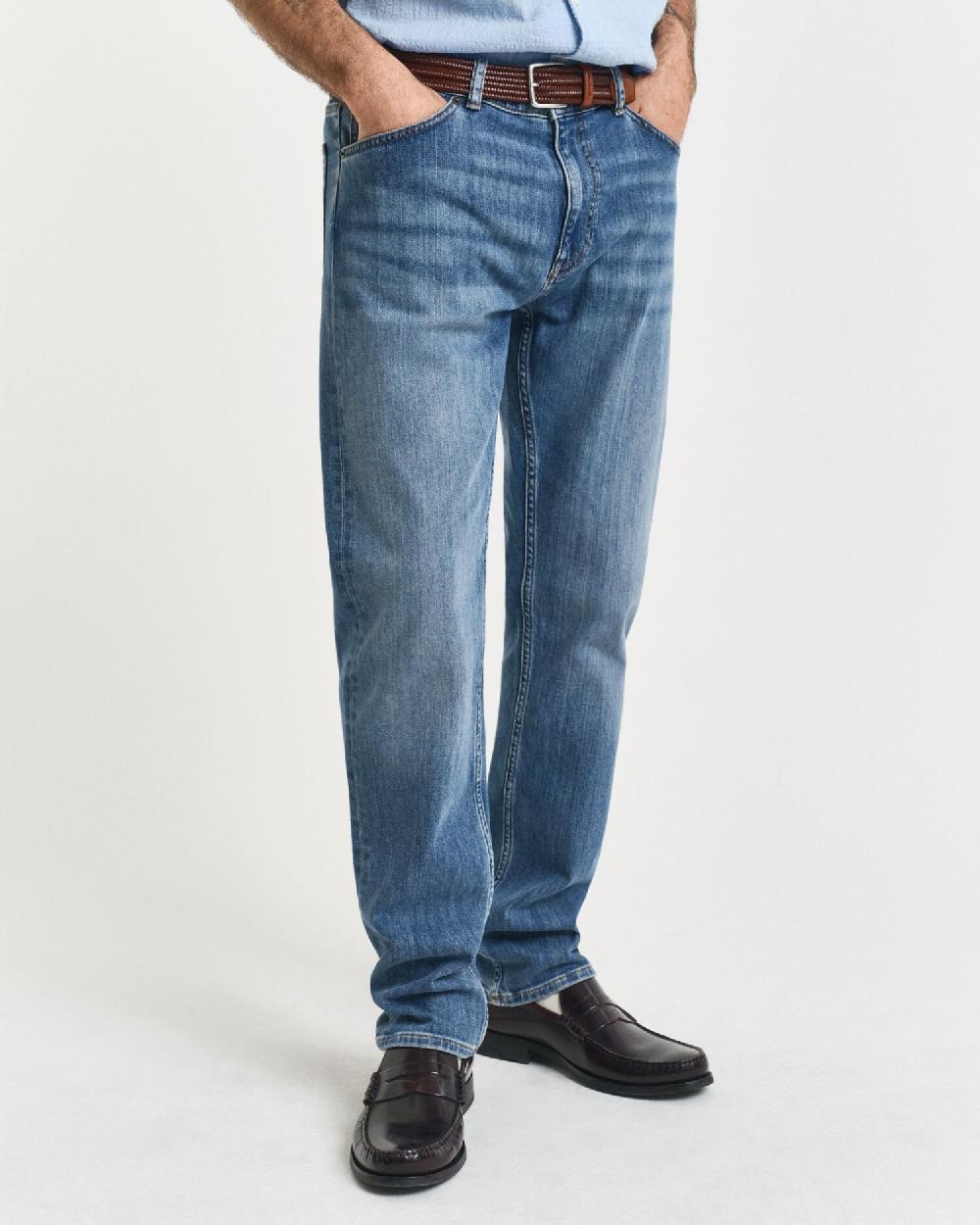 Gant Regular Fit Jeans Mid Blue Worn In
