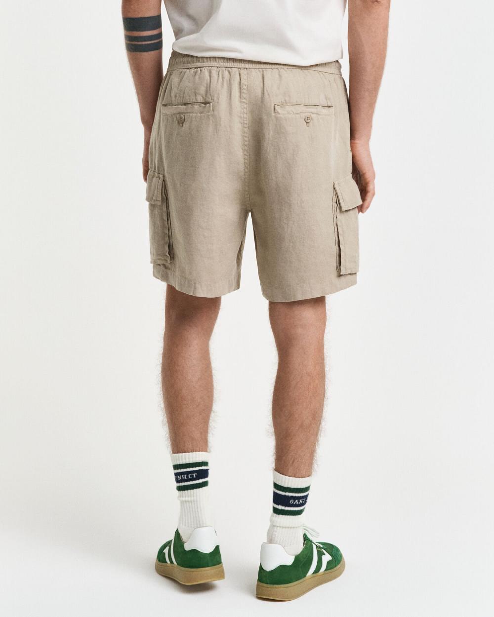 Gant Regular Fit Linen Cargo Shorts Concrete Beige