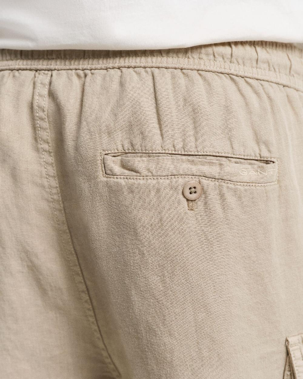Gant Regular Fit Linen Cargo Shorts Concrete Beige