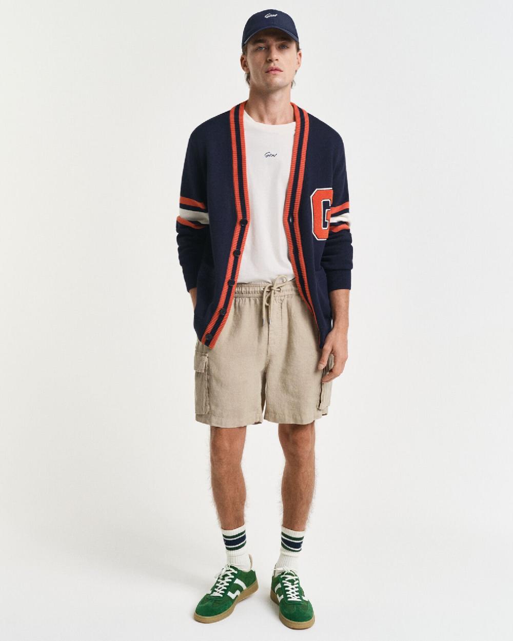gant Regular Fit Linen Cargo Shorts concrete beige