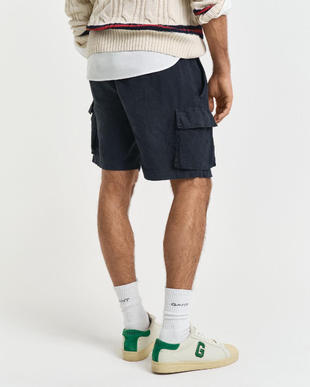 Gant Regular Fit Linen Cargo Shorts Darkened Navy