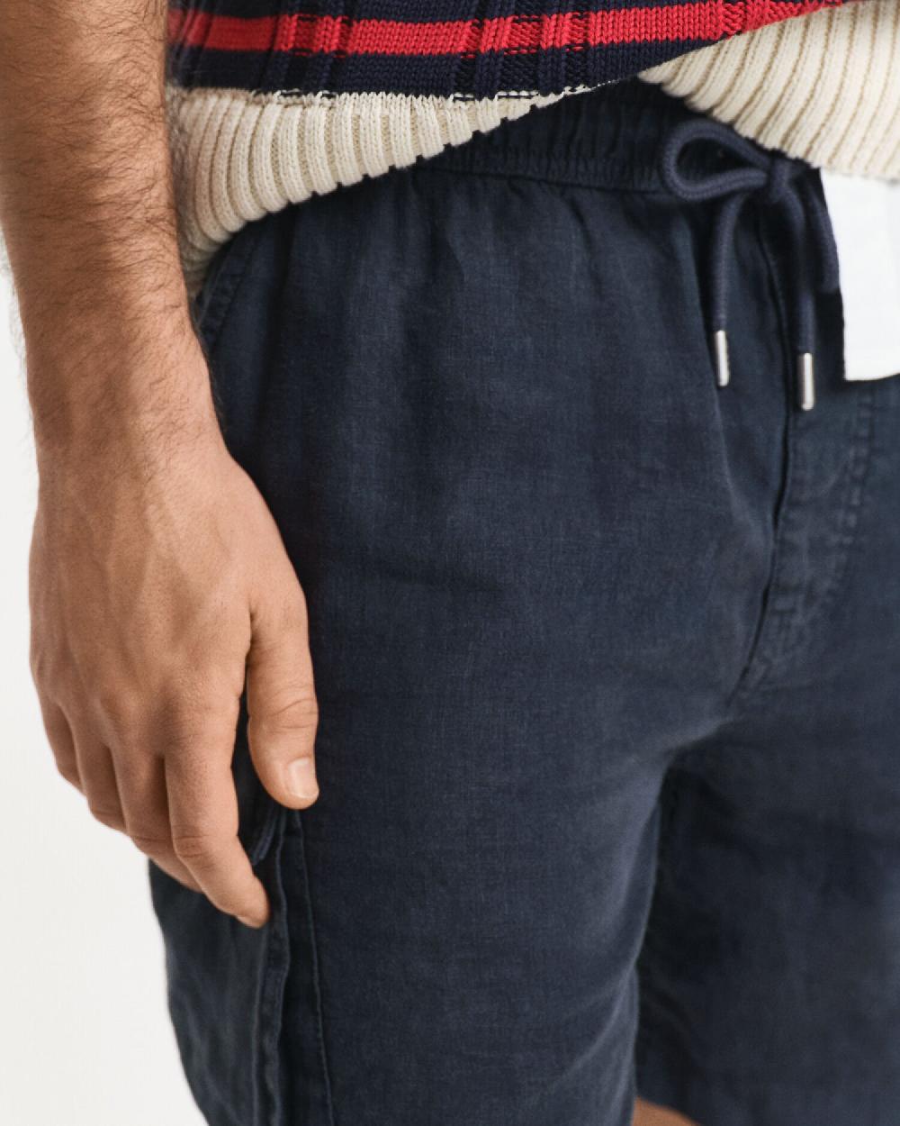 Gant Regular Fit Linen Cargo Shorts Darkened Navy