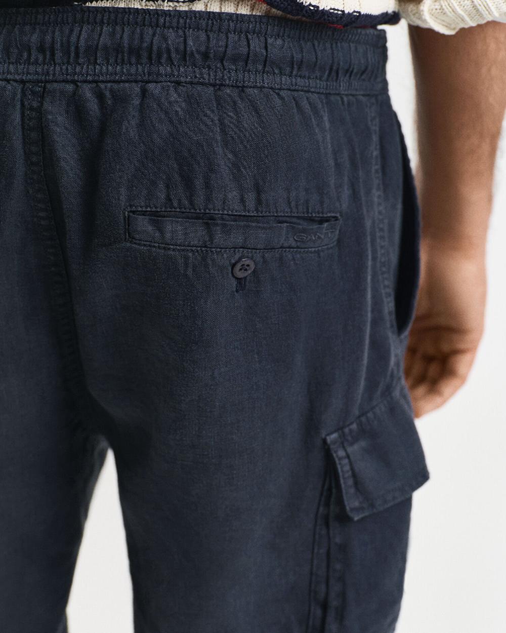 Gant Regular Fit Linen Cargo Shorts Darkened Navy