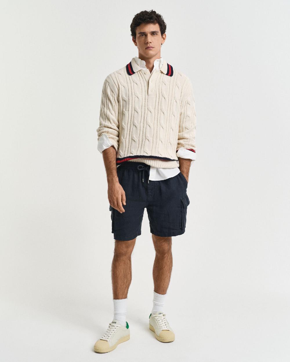 gant Regular Fit Linen Cargo Shorts darkened navy