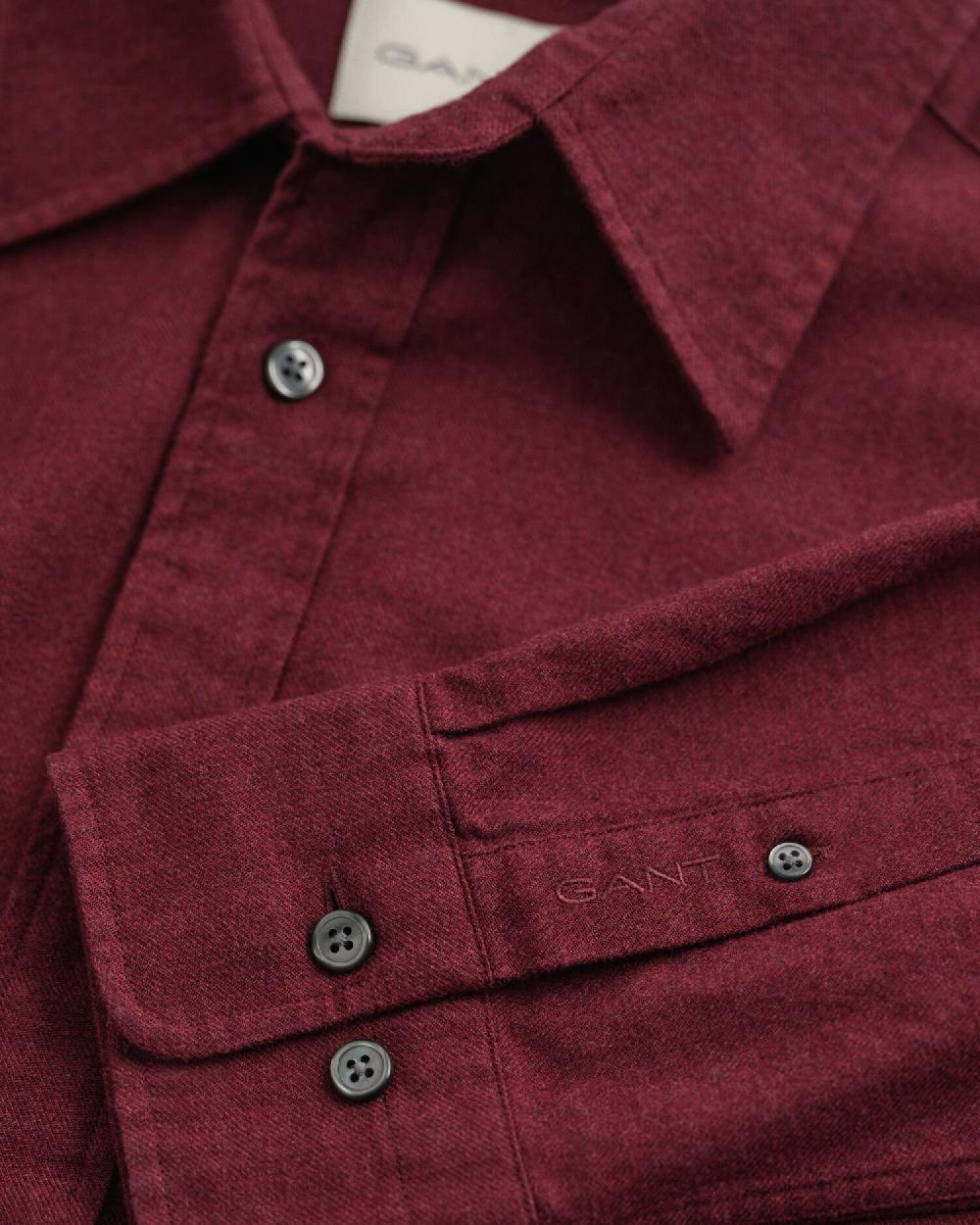 Gant Regular Fit Melange Flannel Shirt Plumped Red
