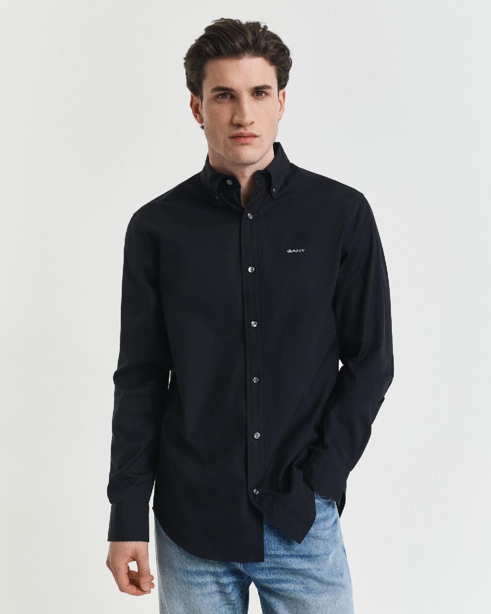 Gant Regular Fit Pinpoint Oxford Shirt Black