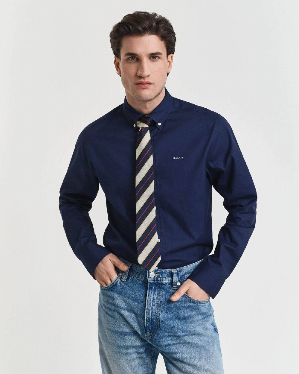 gant Regular Fit Pinpoint Oxford Shirt marine