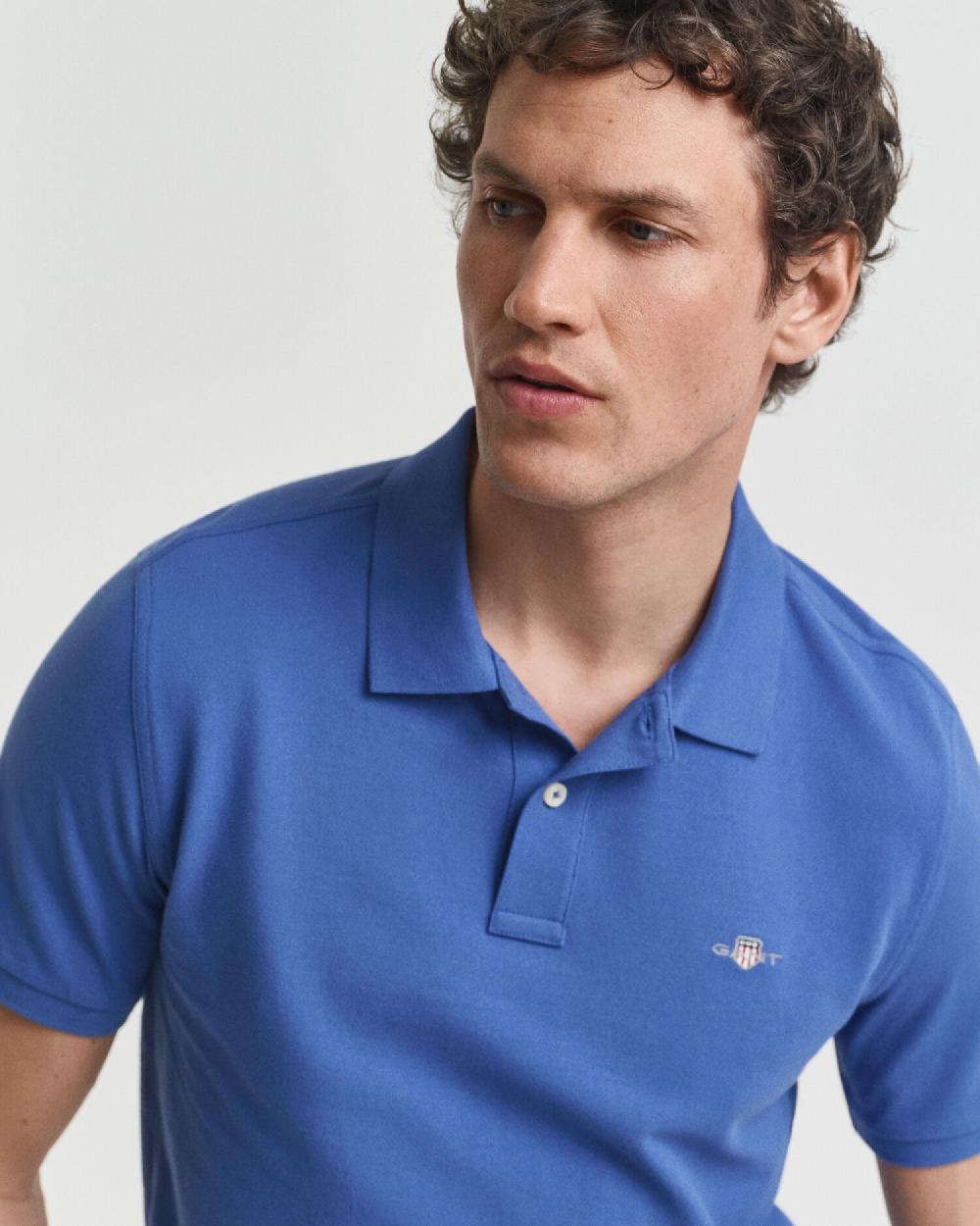 Gant Regular Fit Shield Piqué Polo Shirt Rich Blue