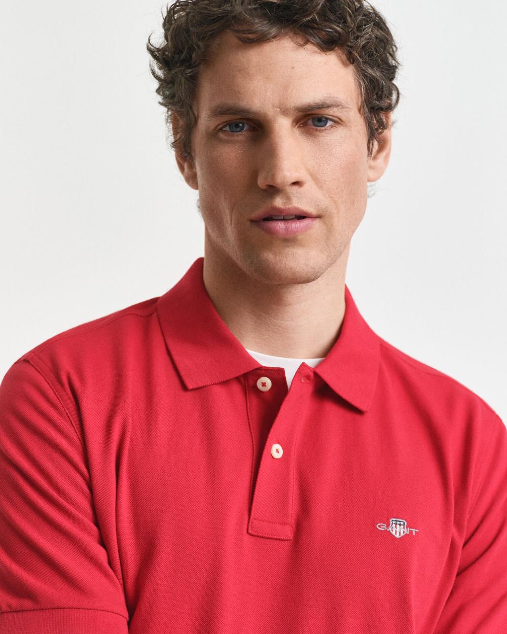 Gant Regular Fit Shield Piqué Polo Shirt Ruby Red