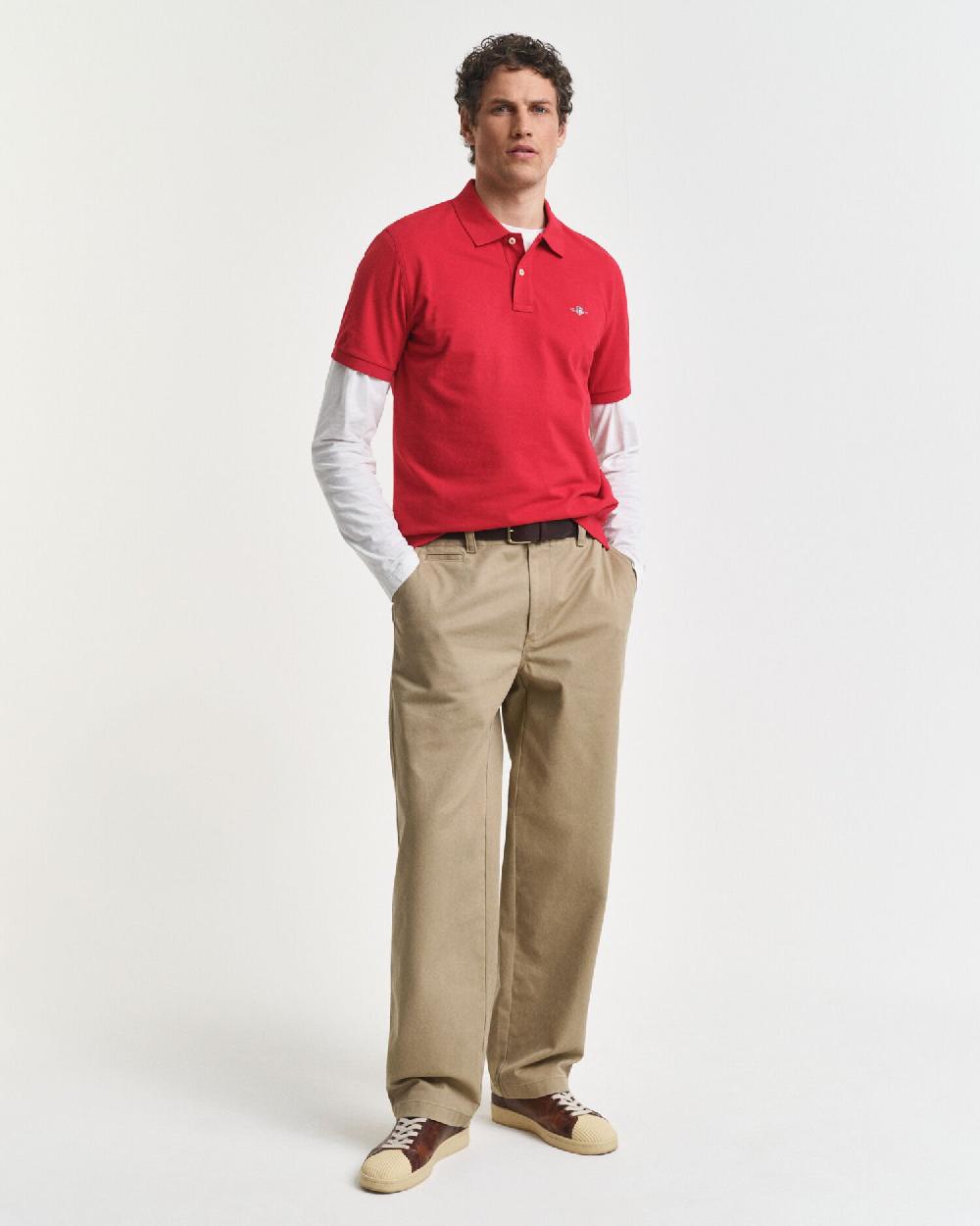 Gant Regular Fit Shield Piqué Polo Shirt Ruby Red
