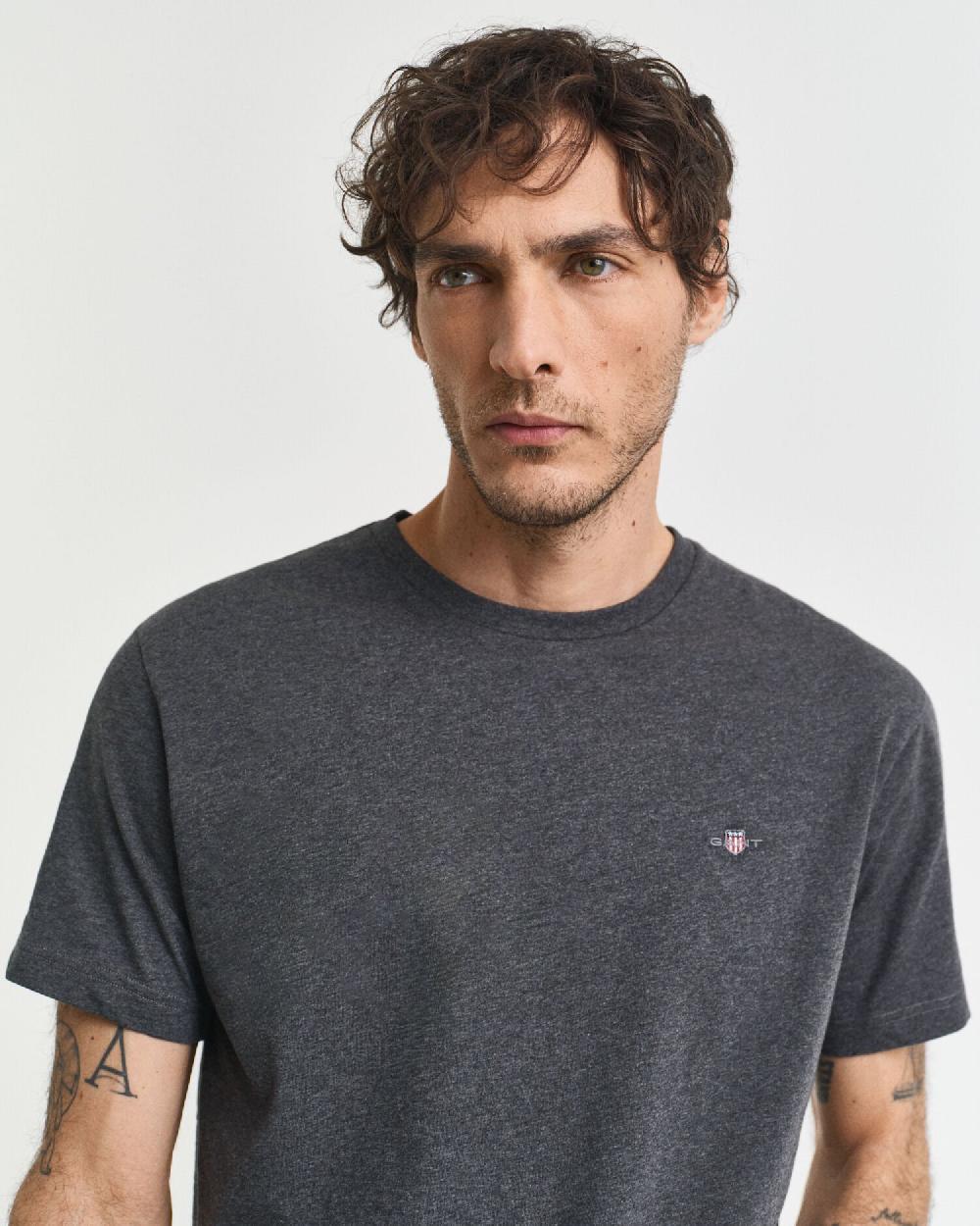 Gant Regular Fit Shield T-Shirt Antracit Melange