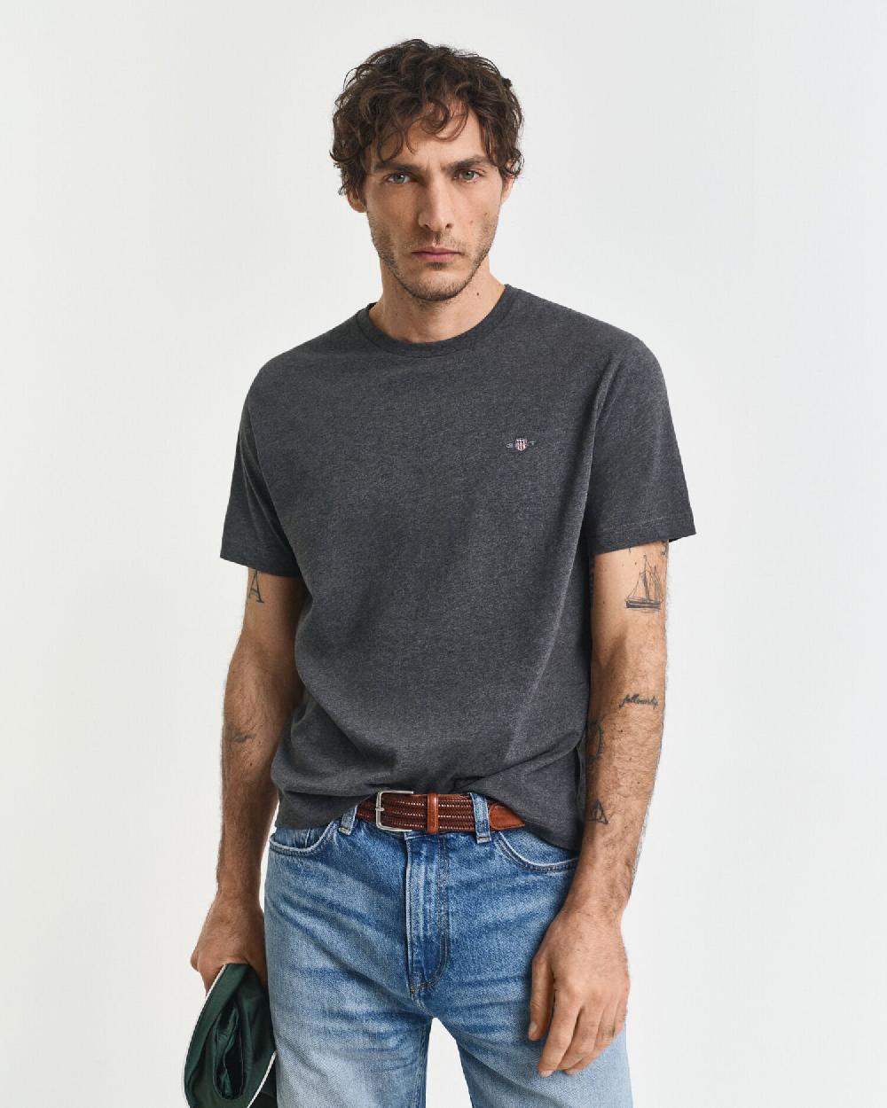 gant Regular Fit Shield T-Shirt antracit melange