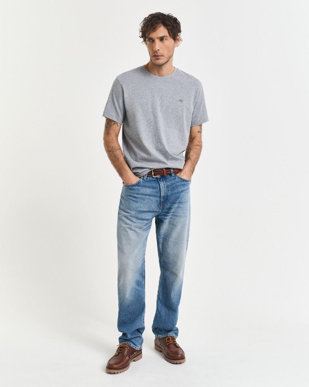 Gant Regular Fit Shield T-Shirt Grey Melange