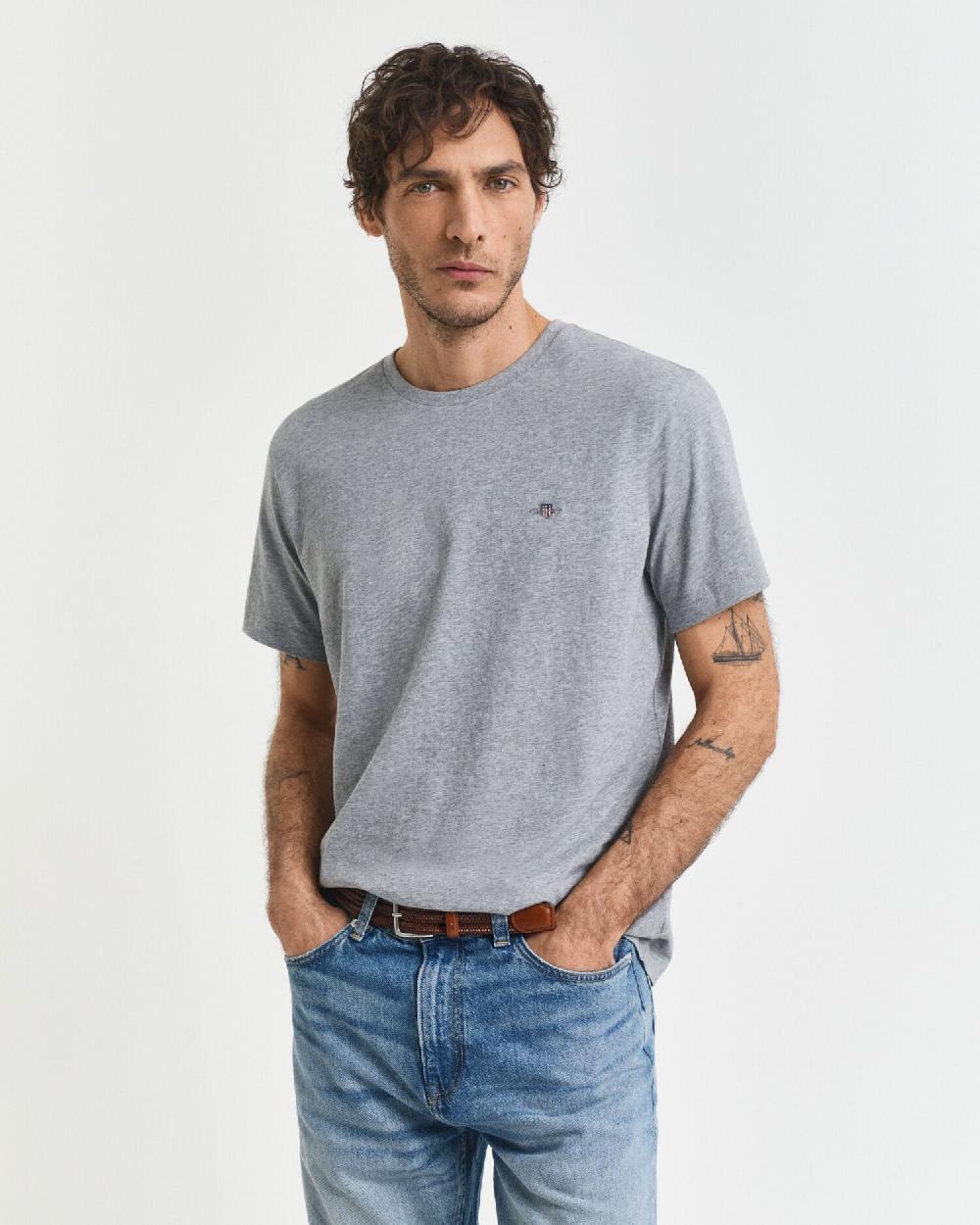 gant Regular Fit Shield T-Shirt grey melange