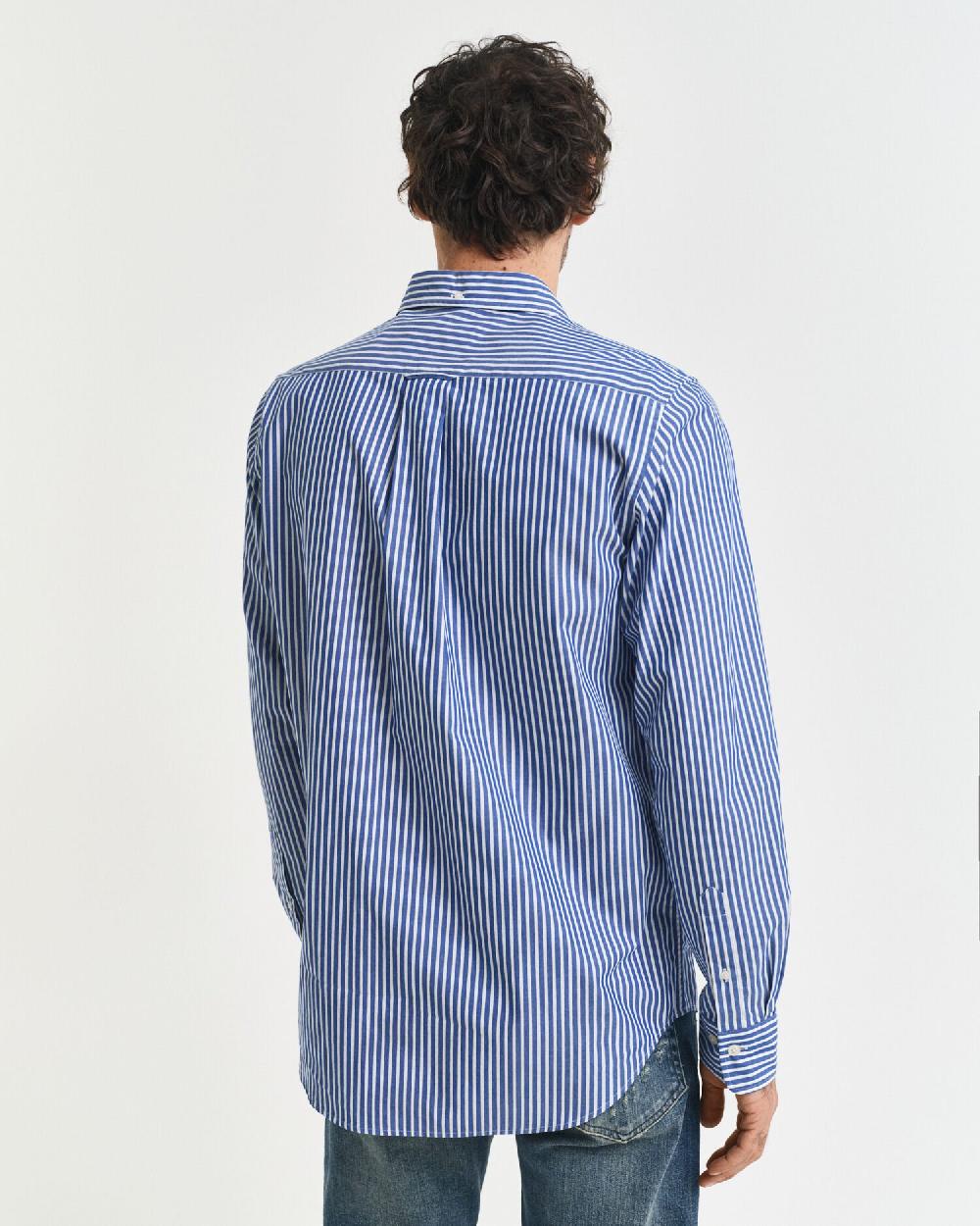 Gant Regular Fit Striped Poplin Shirt College Blue