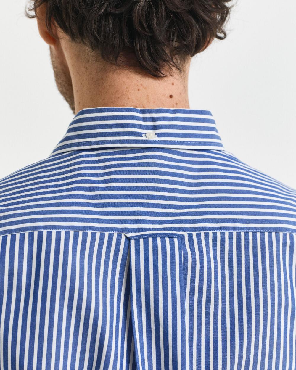 Gant Regular Fit Striped Poplin Shirt College Blue