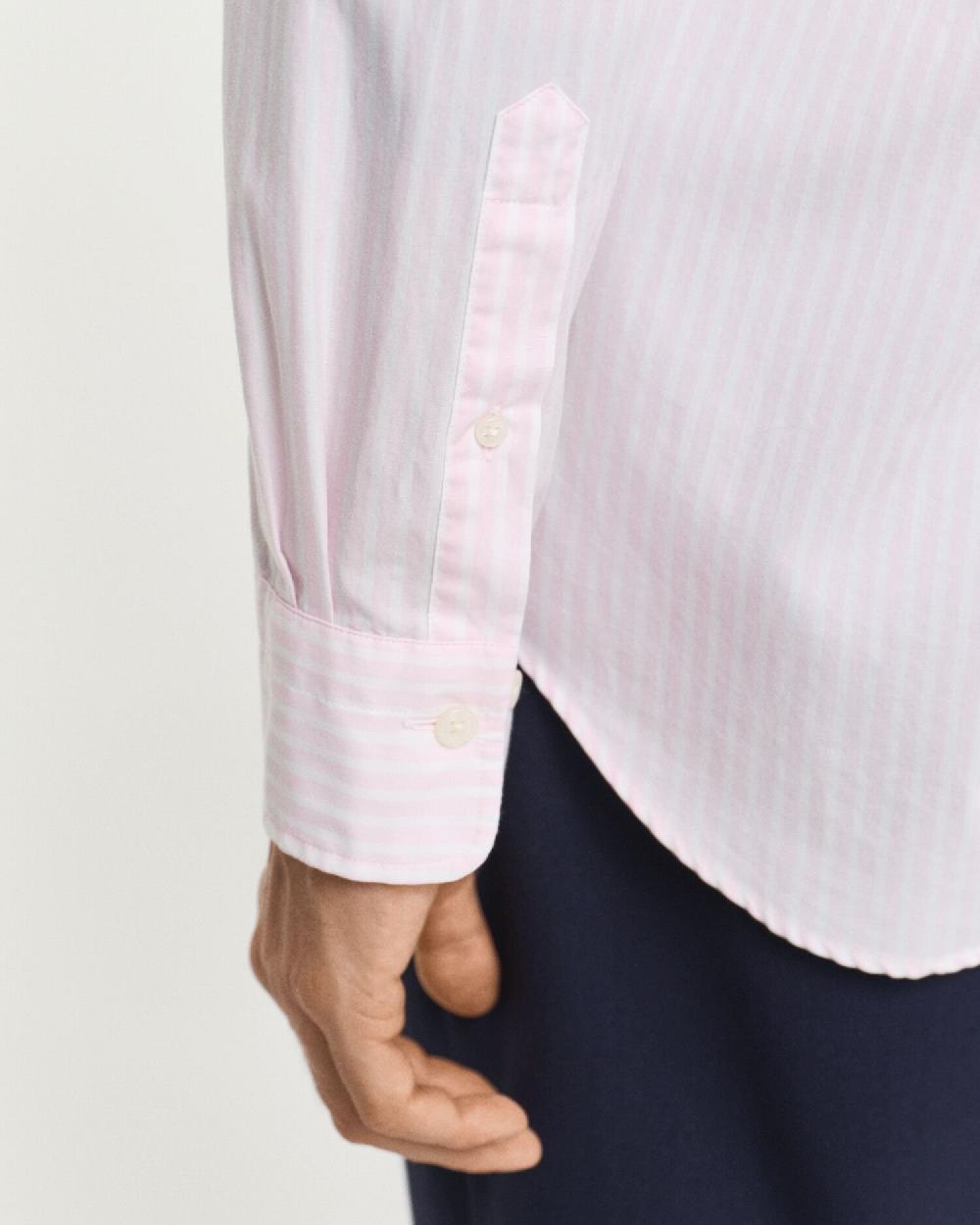 Gant Regular Fit Striped Poplin Shirt Light Pink