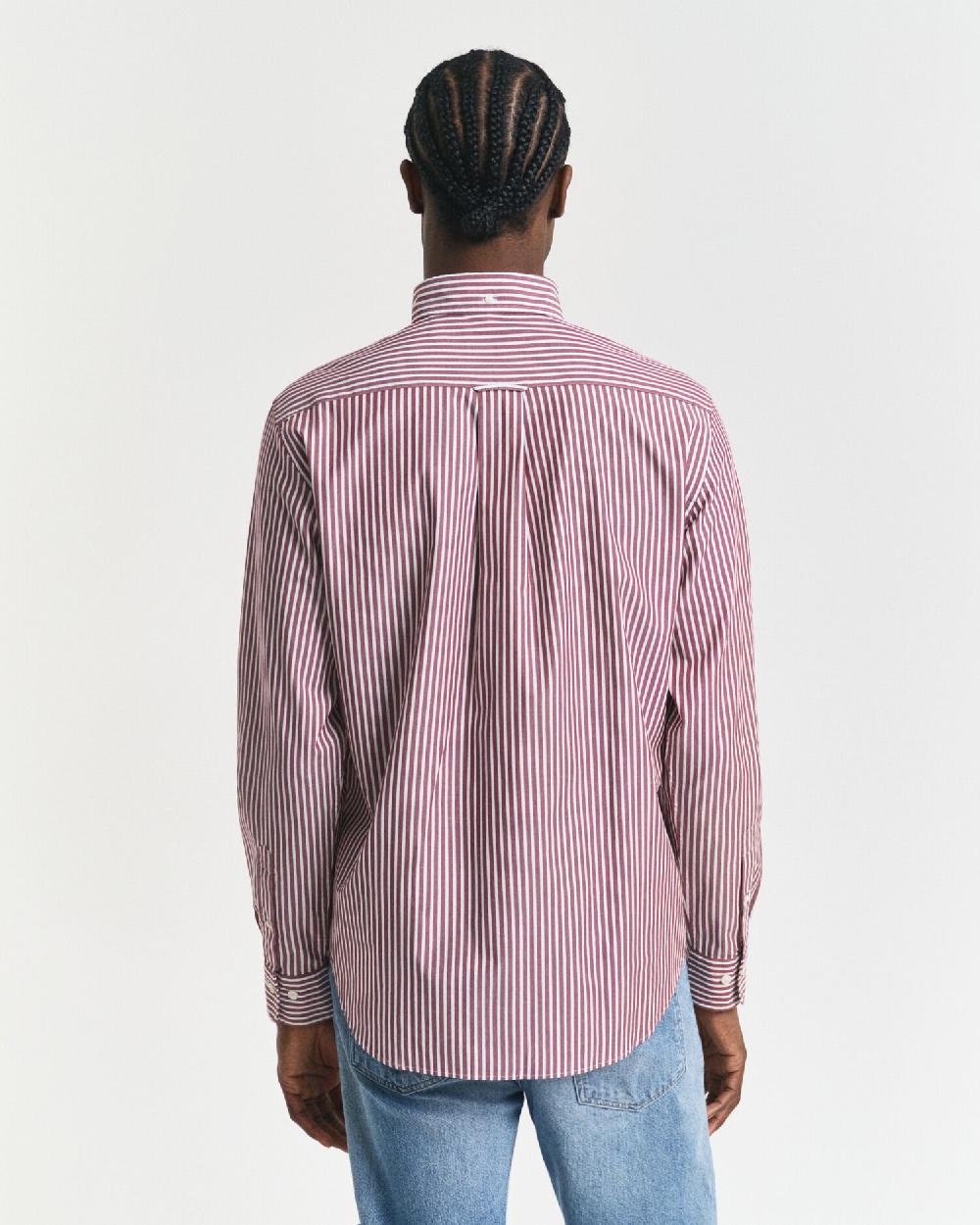 Gant Regular Fit Striped Poplin Shirt Plumped Red