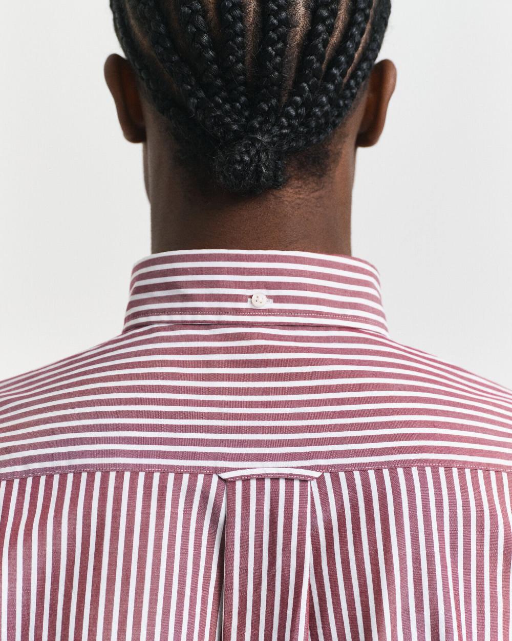 Gant Regular Fit Striped Poplin Shirt Plumped Red