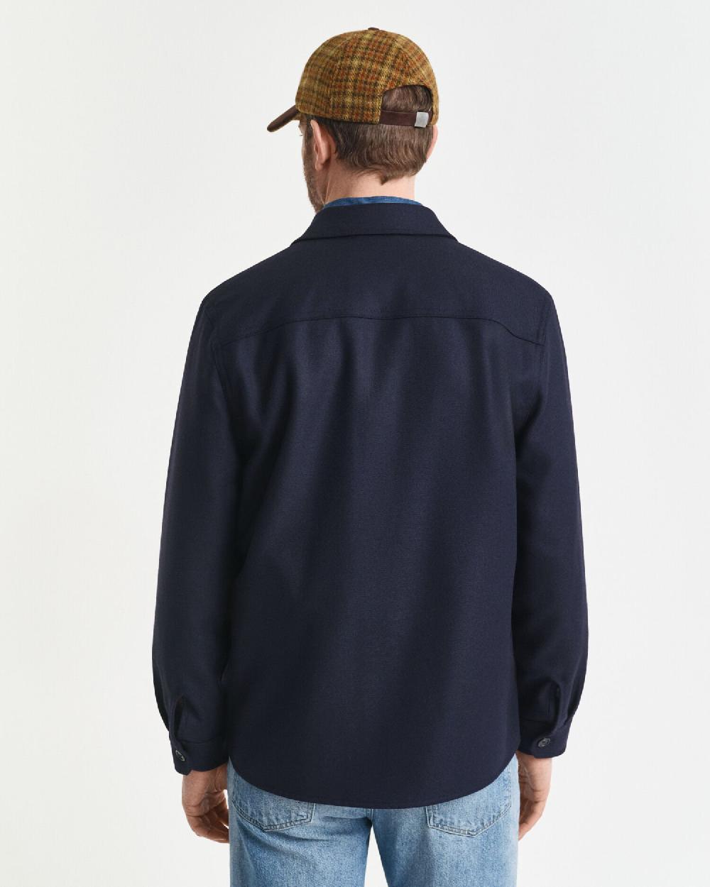 Gant Regular Fit Wool Blend Overshirt Evening Blue