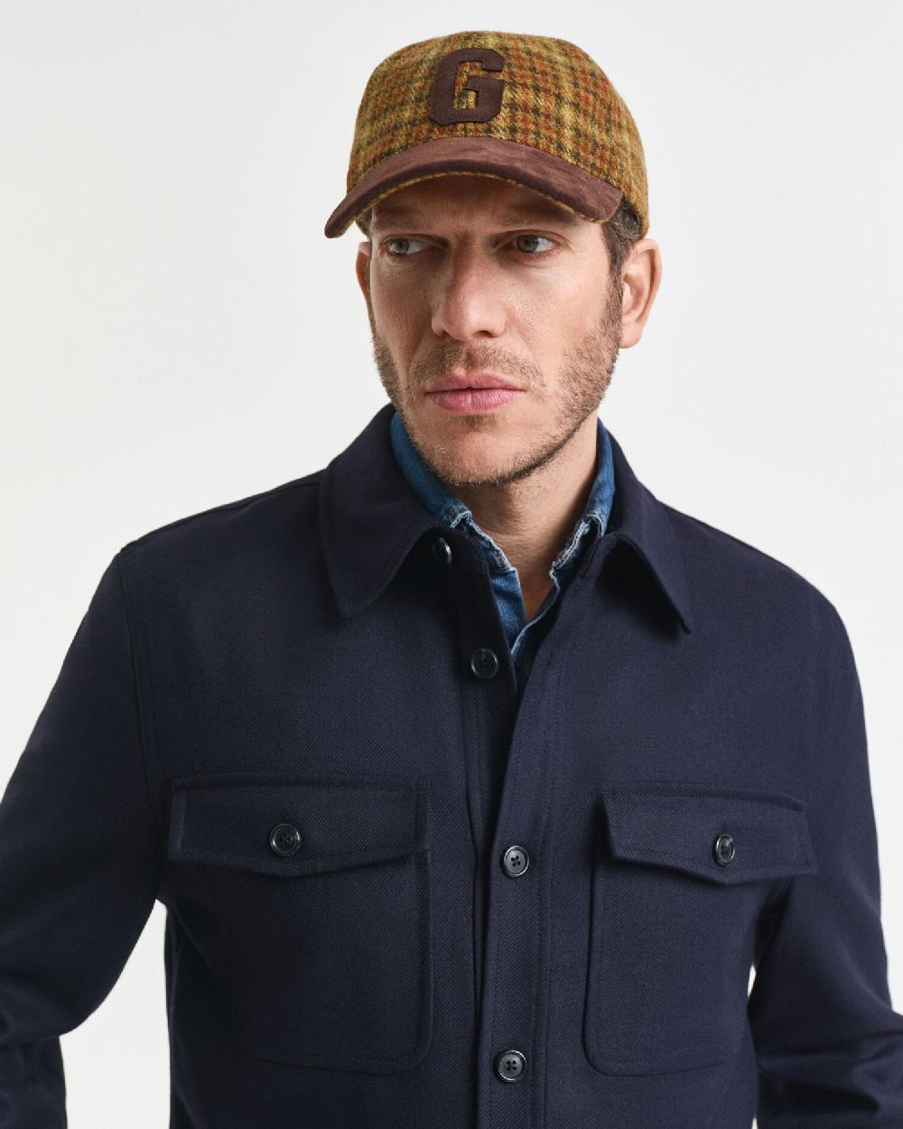 Gant Regular Fit Wool Blend Overshirt Evening Blue