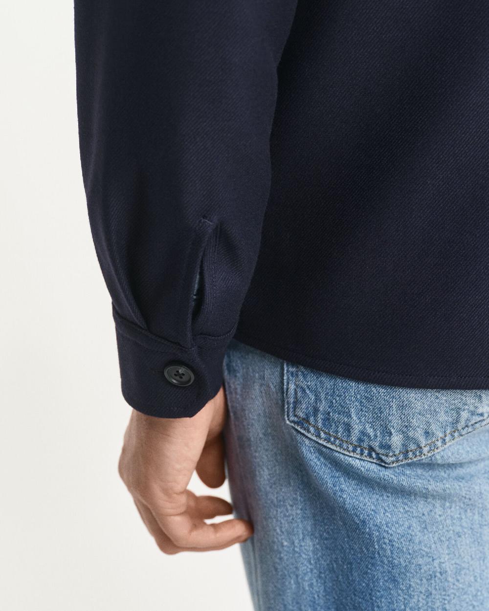 Gant Regular Fit Wool Blend Overshirt Evening Blue