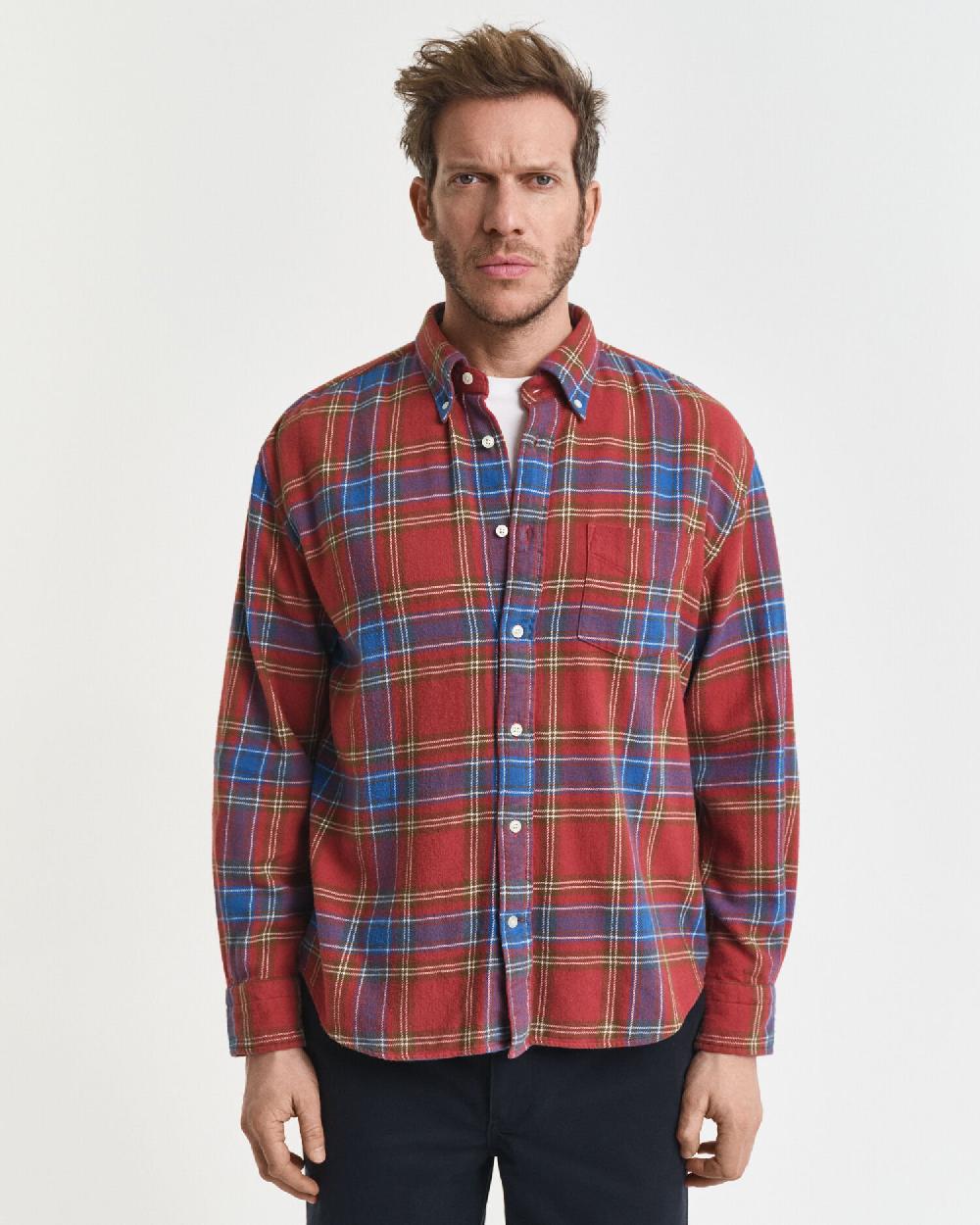 Gant Relaxed Fit Checked Twill Shirt Modern Rust