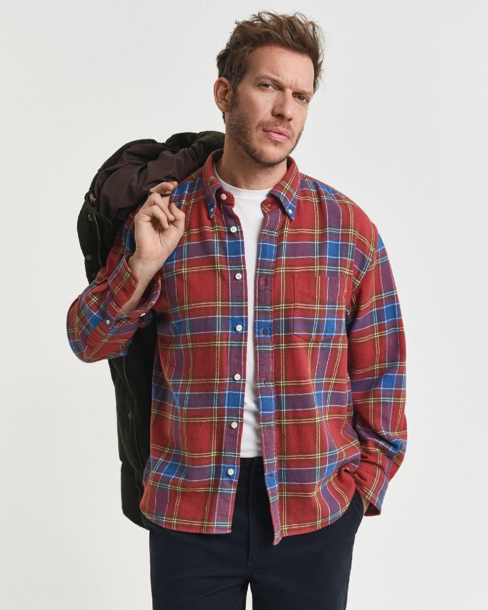 gant Relaxed Fit Checked Twill Shirt modern rust