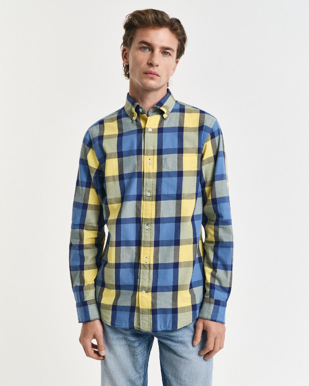 Gant Relaxed Fit Checked Twill Shirt Smooth Yellow