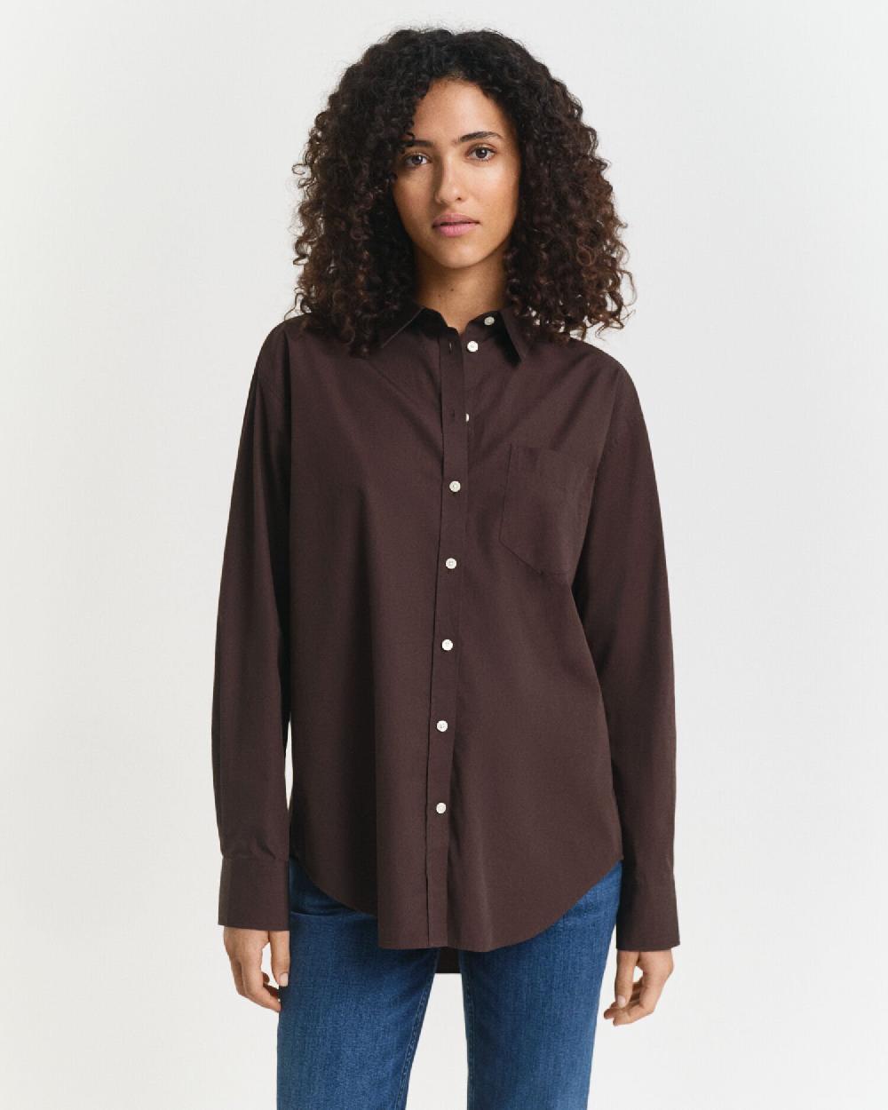 Gant Relaxed Fit Classic Poplin Shirt Deep Brown