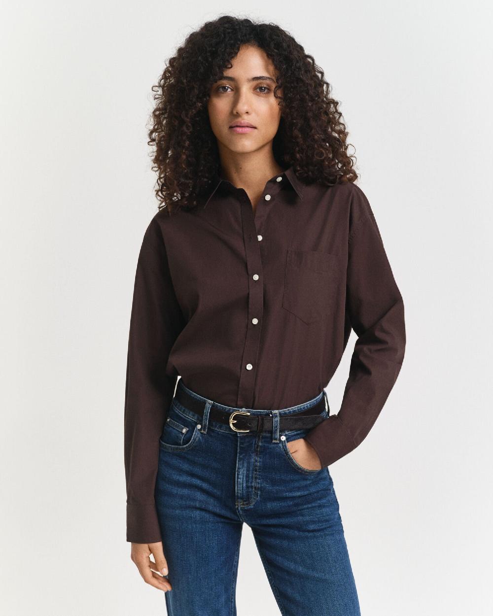 gant Relaxed Fit Classic Poplin Shirt deep brown