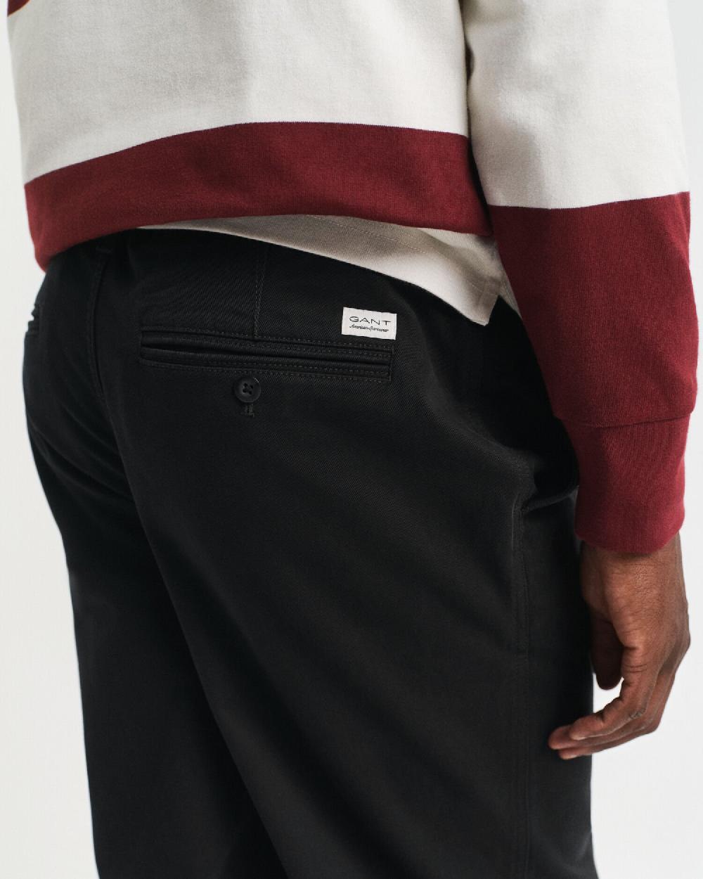 Gant Relaxed Fit Cotton Twill Chinos Black