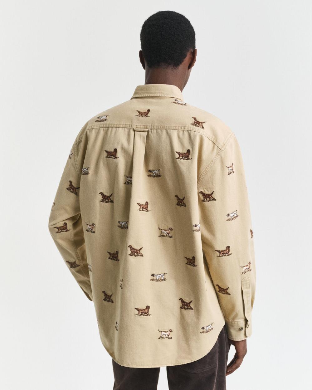 Gant Relaxed Fit Embroidered Twill Shirt Oak Beige