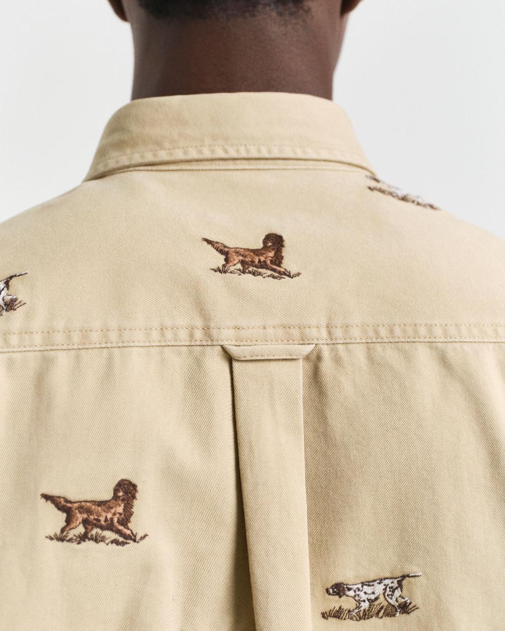 Gant Relaxed Fit Embroidered Twill Shirt Oak Beige