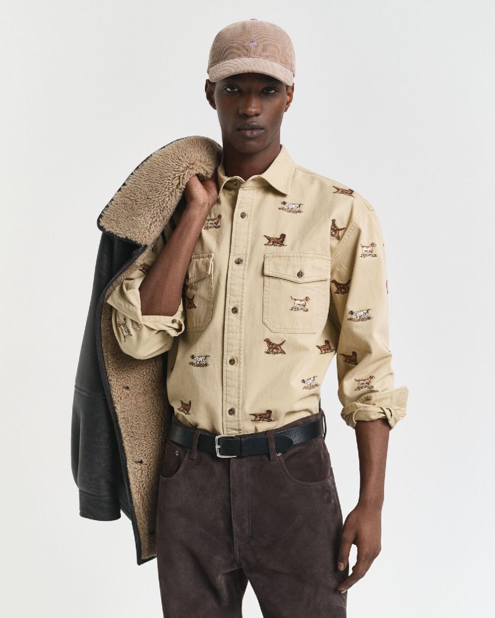 gant Relaxed Fit Embroidered Twill Shirt oak beige