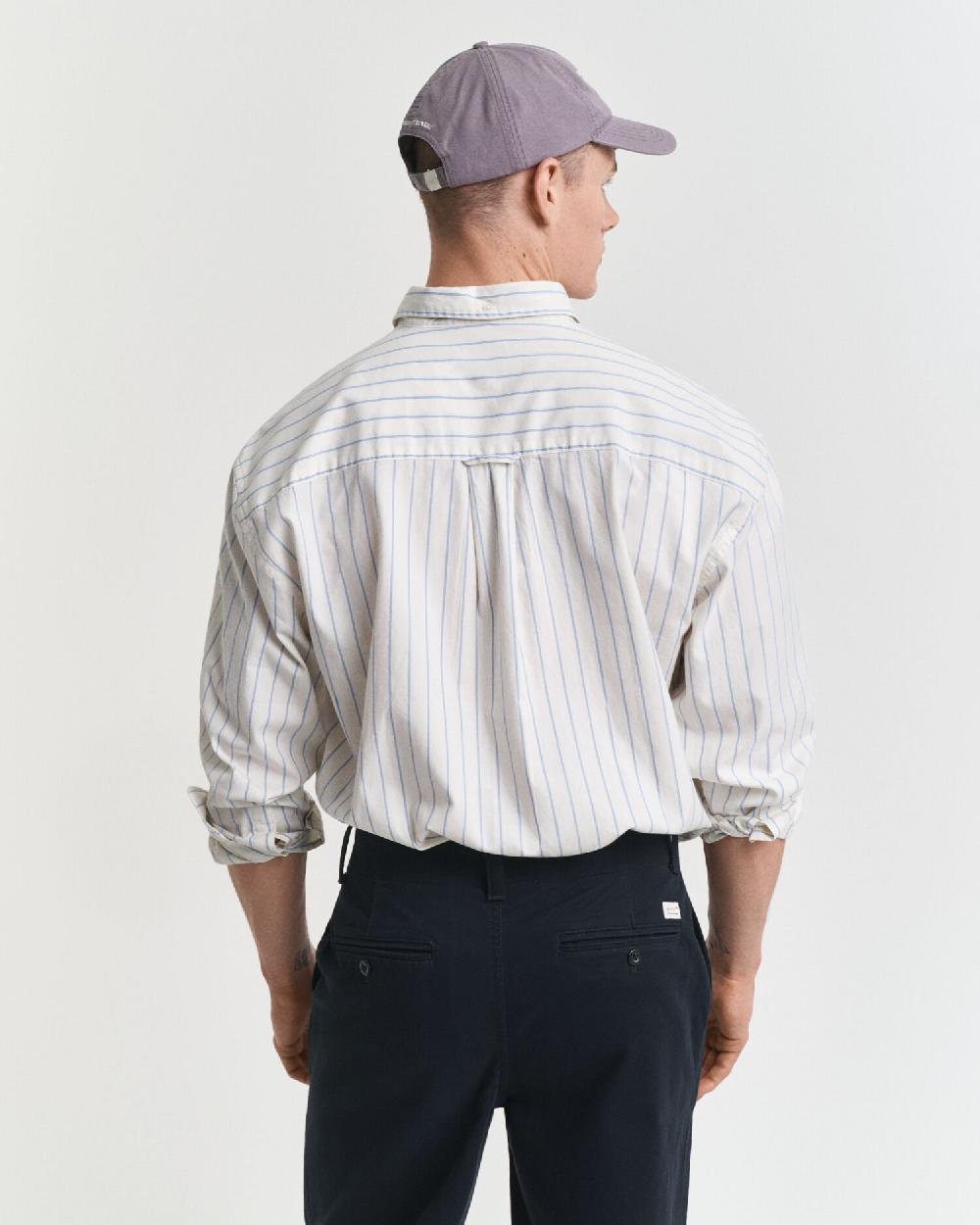 Gant Relaxed Fit Striped Luxury Oxford Shirt Cream