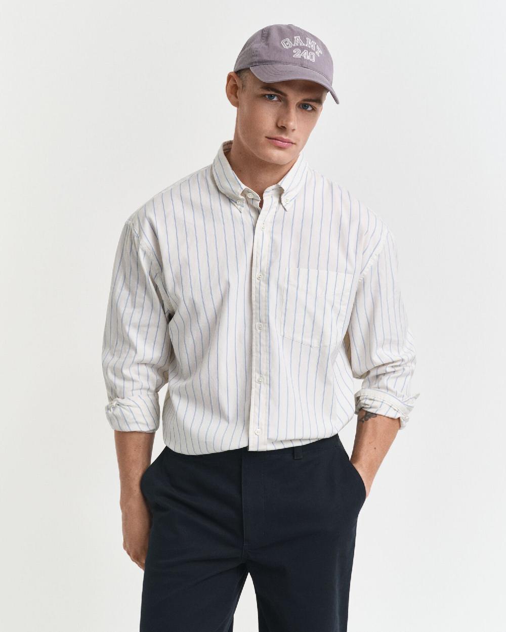gant Relaxed Fit Striped Luxury Oxford Shirt cream